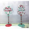 hand painted colored glass goblet wine glasses